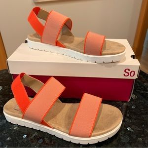 New! SO Ecstatic Women’s Size 9 Coi Orange Sandals Summer Shoes